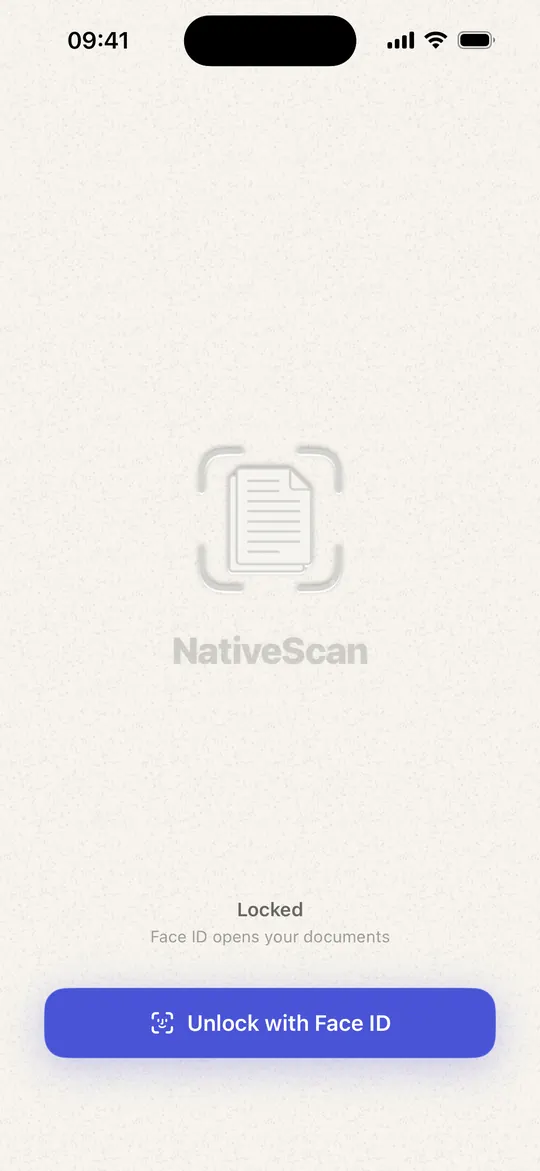 NativeScan Face ID lock screen
